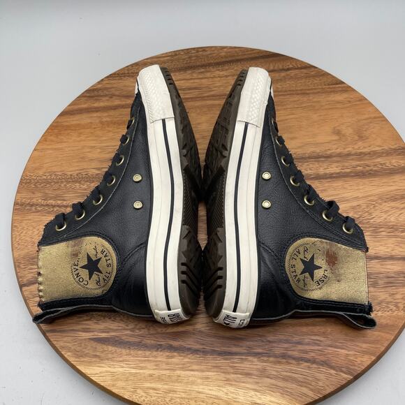 Converse Chuck Taylor All Star Shoes Womens Size 7.5 Black Leather Casual Skate - Picture 6 of 8